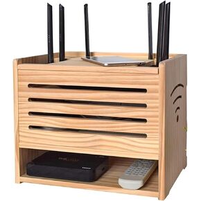 Router Shelf Wall Mount WiFi Router Storage Box, Bracket, 2-Tier WiFi Storage Box, Decorative Cable Organizer Box, Desktop Storage Box Shelf, Power Strip Protector Hider