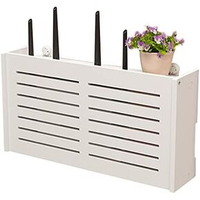 Router Storage Box,Wall-Mounted Floating Holder Storage Wall-Mounted Shelf Bracket Router Equipment Wall Shelf for Living Room Hotel Home and Office WiFi Router Adjustable Cable Box Box/Bia