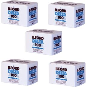 Ritz Camera 5 Pack of Ilford 1780624 Delta 100 Professional Black-and-White Film, ISO 100, 35mm 36-Exposure