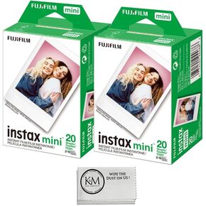 FUJIFILM Instax Mini Find Film | 40 التعرضات المغطاة بقطعة قماش تنظيف الألياف الدقيقة (3 عناصر)