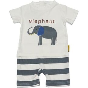 Terrible 2's One-Piece Toddler Elephant Romper with a Back Zipper in White/Gray