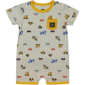John Deere Infant Construction صفراء تفريغ الشاحنة الرومبير bodysuit j3r397wn ، 12 شهرًا