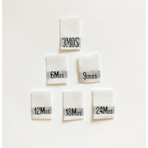 Seanlabel: 120 PCS White Infant Clothing Sewing Garment Garment Label Size Size Months - 3MO ، 6MO ، 9mo ، 12mo ، 18mo ، 24mo (20pcs لكل)