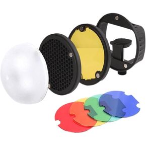 Professional Flashing Diffuser with Dome Grids Color Gels for Enhances Photography Lighting
