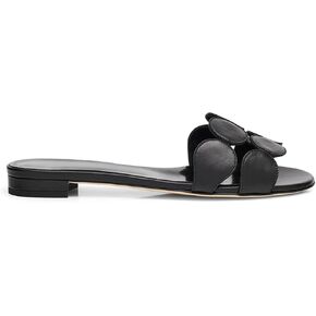 Leather Slide Sandals for Women Circle-Cut Open Toe Slip On Mule Flats with Low Heel Casual Summer Travel Dressy Shoes Daily Wear