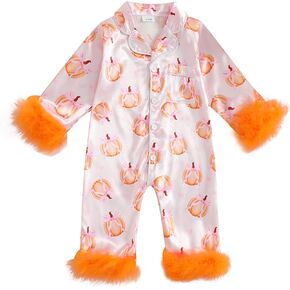 Baby Halloween Pajamas Newborn Girl Pumpkin Jumpsuit Romper Button Down Nightgown Cute One Piece Silk Pjs Sleepwear