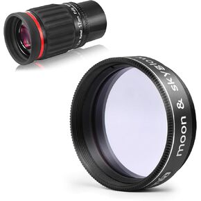 Astromania 1.25"/2"- 17mm 70 Degree Super Wide Angle (SWA) - Bundle with - 1.25" Moon/Skyglow Filter