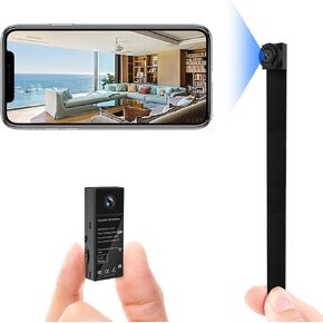 Spy Camera, Mini Hidden Camera WiFi 1080P Wireless Covert Video Security Cam 150° Wide Angle Nanny Cam with DIY Extended Lens/Night Vision/Motion Activated for Home Surveillance(New Version)