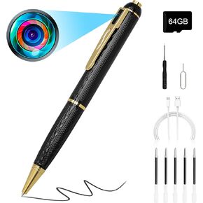 Hidden Camera Pen 64GB 1080P Mini Camera Pen Small Camera, 600mAh Battery Loop Working Nanny Cam, Indoor Camera Security Camera for Safety.
