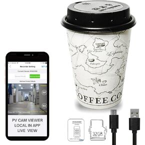 Lawmate PV-CC10W outdoor 1080P Covert Coffee Cup Lid Camera DVR with WiFi with 32GB Micro SD Card, 720p