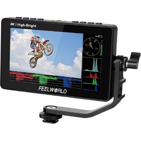 FEELWORLD F5 Pro X 5.5 Inch 1600nits Touchscreen Waveform 3D LUT DSLR Camera Field Monitor 4K HDMI F970 Install for Power Wireless Transmission 1920x1080 4K HDMI Input Output 5V Type-c