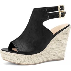 Perphy Espadrilles Slingback Wedges Peep Toe Platform Wedge Heel Sandals for Women