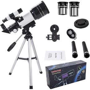 Telescope for Kids Adults Beginners, 70mm Aperture 300mm Astronomical Refractor Telescope Tripod & Finder Scope, Portabl