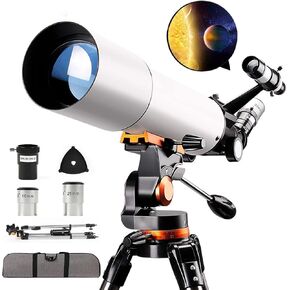 Telescope 50080 Telescopes for Astronomy Adult Professional Refractor,with Adjustable Stainless Steel Tripod Erect Image