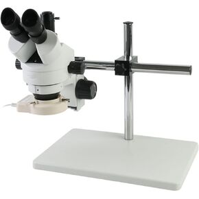 7-45X Trinocular Microscope for Mobile Phone Circuit Board Repair, Industrial & Electronic Inspection, 0.7X-4.5X Zoom, 56 LED Ring Light, Universal Arm Support