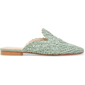 DOEYG Raffia Mules for Women Woven Square Toe Mary Jane Ballet Flats Heel Mules Dressy Comfortable Casual Mule Shoes