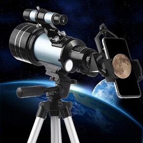 Adult Kids telescopes for Astronomy,70mm Refractor Telescope with Tripod & Finder Scope,Low Light NightHD,with Smartphon