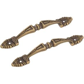 Chinese Style Pull Handles,Vintage Drawer Handles,2Pcs Brass Cabinet Hardware Handle Vintage Wardrobe Window Drawer Pulls