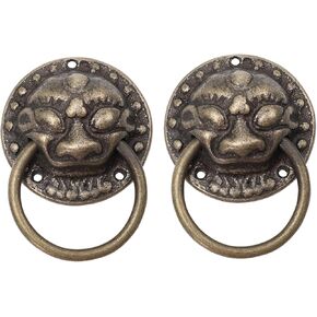 Chinese Style Pull Handles,Vintage Drawer Handles,2pcs Tiger Head Pure Copper Handle Chinese Style Door Knob Cupboard Handles Wardrobe Handles