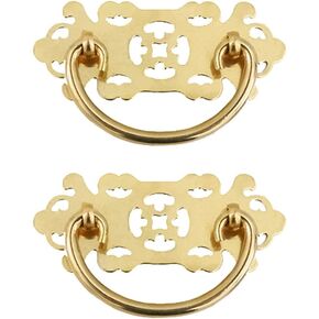 Chinese Style Pull Handles,Vintage Drawer Handles,2Pcs Pure Brass Vintage Style Drawer Pulls Cabinet Kitchen Bookcase Drawer Handles Gold Tone