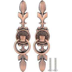 Chinese Style Pull Handles,Vintage Drawer Handles,2 Sets Furniture Handle, Zinc Alloy Ring Drawer Pulls for Home Cabinet Cupboard Wardrobe Door(Bronze)