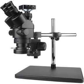 Simul-Focal Trinocular Stereo Digital USB Industry Microscope with 56-LED Light, 10X Eyepieces, Adjustable Diopters, and Sturdy Stand for Soldering & Repair (Light Grey)