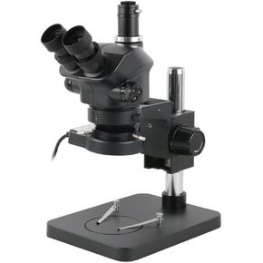 Focal Magnification Continuous Zoom Stereo Trinocular Microscope for Phone & PCB Soldering, 45° Inclined, 56-LED Light, 10X Eyepieces, Wide Field of View