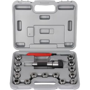 R8 ER32 Collet Chuck Set 15pcs ER32 Collets with ER32 Wrench, R8-ER32 Shank(7/16-20), ER32 Collet Holder Chuck Set for Milling Machines With an R8 Spindle Taper