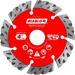 Diablo Diamond مقطوعة الماسونية توربو المقطوعة - قبالة الشفرة للخرسانة ، الطوب والكتل - قطرها 4 بوصات ، 2.4 ملم ، 15250 كحد أقصى RPM - DMADST0400