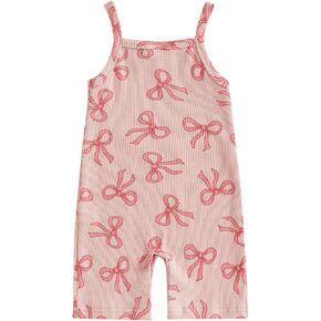 Baby Girl Strawberry Outfits Infant Summer Clothes Square Neck Spaghetti Strap Overalls Romper Jumpsuit