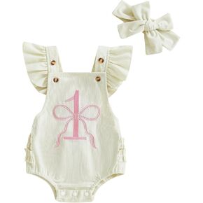 tinxiea baby فتاة عيد الميلاد الأول الزي القوس كشكش قصير الأكمام زرة رومبير