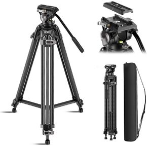 SIRUI Quick Release Carbon Fiber Video Tripod, 73" Heavy Duty Tripod with Fluid Head and One-Step QR Plate Locking System, Professional for DSLR Cameras Camcorders, Max Load 33lbs / 15kg, AVT-12