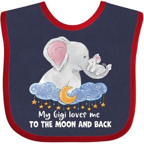 inktastic My Gigi Loves Me To the Moon and Back Elephant Family Baby Bib