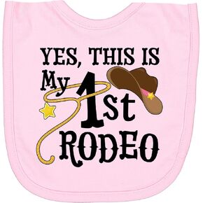 inktastic Yes, This Is My 1st Rodeo- Cowboy Hat with Pink Band, Newborn Bib