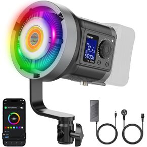 ULANZI RGB Video Light - 120W COB LED Video Light Photography Continuous Output Lighting with Adapter and APP Control, 2700K-6500K 27000lux/m 20 Scenes Bowens Mount for Studio Video Recording, Filming