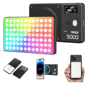 GODOX MA5R LED Fill Light with Soft Diffuser Magnetic Charging Phone Selfie Lighting Mini on Camera Lights 1800K-10000K 14 FX Modes for Selfies, YouTube, TikTok, Vlogging, Video Conferences (Black) in Kuwait