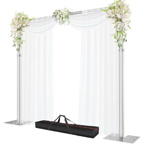 Pipe and Drape Backdrop Stand, 20x10ft Heavy Duty Adjustable Background Frame with Metal Base, Back Drop Holder for Parties Photography Wedding Photoshoot Decoration - Black