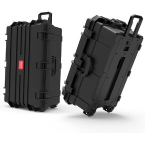 Waterproof Hard Case, 33 x 21 x 14 Inch, Equipment Case with Wheels/Customizable Foam/Retractable Handle for electronic, tool,cameras, Shockproof,Rolling Hard Case Inner 27.24"x15.6"x11.29"