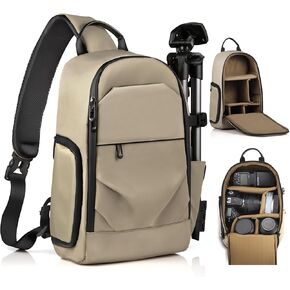 Camera Sling Bag for Photographer– Water-Resistant DSLR Camera Bag with Fast Access Pockets, Thick Shockproof Photography Backpack with Tripod Holder, Crossbody camera bag for Nikon/Sony/Canon
