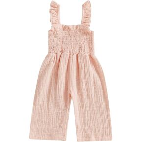 Infant Kids Summer Clothes Toddler Baby Girl Romper Jumpsuit Overall Pants Solid Sleeveless Ruffle Halter One Piece Outfit