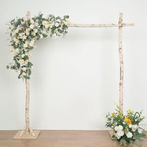 Tableclothsfactory 7.5ft Natural Birch Wood Square Wedding Arch, Rustic Arbor Photography Backdrop Stand