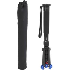 A555M 2 Camera Monopod, 6 Section Telescopic Height, Aluminum Alloy Material, Ergonomic 3D Skid, 10kg Load Bearing for Travel Photography and More