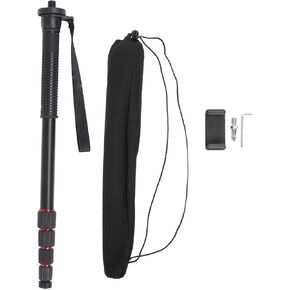 Aluminum Alloy Camera Monopod, Extendable 5 Sections, 3/8inch Threaded Hole, 11lb Load Bearing, Phone Monopod Compatible with DSLR Action Cameras, Travel Friendly