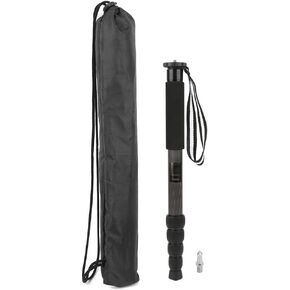 P285C Carbon Monopod for SLR Cameras, 5 Sections Telescopic Tube, Portable and Compact, with Head for Photographic Equipment