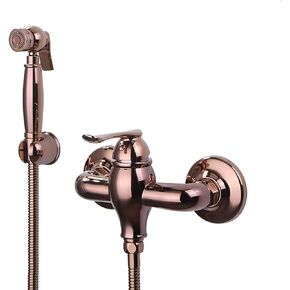 Handheld Bidet Sprayer for Toilet, Rose Gold Wall Mounted Bathroom Cloth Diaper Sprayer Set with Cold and Hot Water, Brass Toilet Bidet Sprayer Kit for Personal Hygiene,Type a(Type a)
