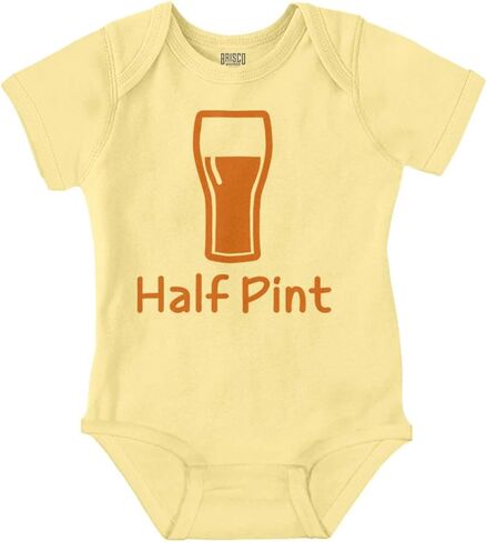 Brisco Brands Half Pint Milk Bottle Prohlor Dad Joke Baby Romper Boys أو Girls in Kuwait