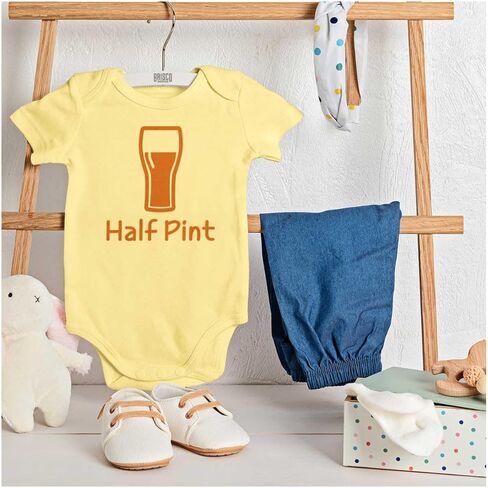 Brisco Brands Half Pint Milk Bottle Prohlor Dad Joke Baby Romper Boys أو Girls in Kuwait