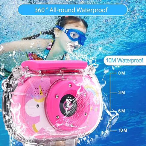 Kids Water Proof Camera, 1080P HD Video Recorder 2 Inch IPS Screen Underwater Digital Camera for 3 to 12 Year Old Boys Girls with 32GB Card (Blue with Water Proof Case+32GB Memory Card) in Kuwait