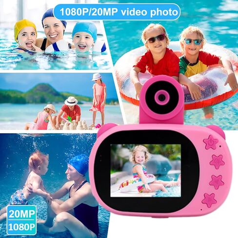 Kids Water Proof Camera, 1080P HD Video Recorder 2 Inch IPS Screen Underwater Digital Camera for 3 to 12 Year Old Boys Girls with 32GB Card (Blue with Water Proof Case+32GB Memory Card) in Kuwait