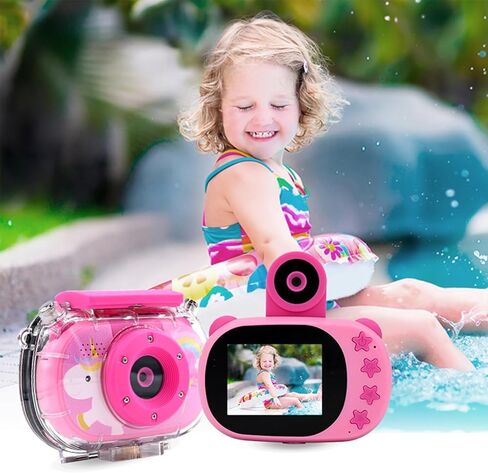 Kids Water Proof Camera, 1080P HD Video Recorder 2 Inch IPS Screen Underwater Digital Camera for 3 to 12 Year Old Boys Girls with 32GB Card (Blue with Water Proof Case+32GB Memory Card) in Kuwait